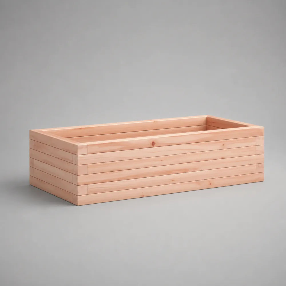 Fioriera da giardino rettangolare in legno massello naturale 120 x 40 x 35 cm