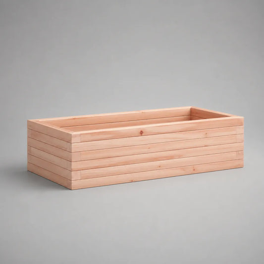 Fioriera da giardino rettangolare in legno massello naturale 120 x 40 x 35 cm