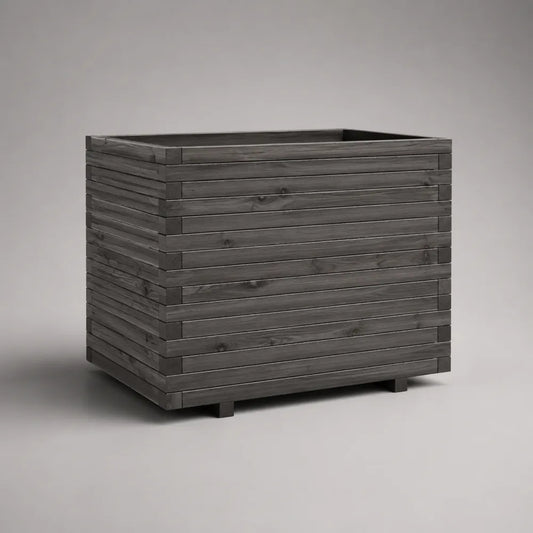 Fioriera da giardino in legno di pino massello rettangolare grigio 100 x 50 x 60 cm